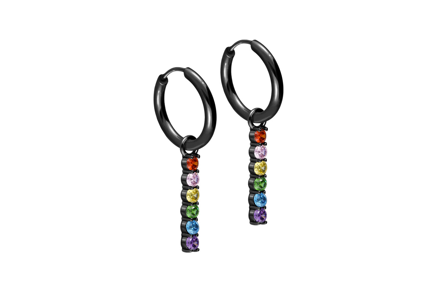 Chirurgenstahl Ohrclicker Creolen BUNTER KRISTALLBALKEN von Piercingline